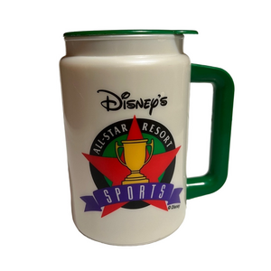 Vintage Disney All-Star Resort Sports Mug 90s Plastic White Green Collectible